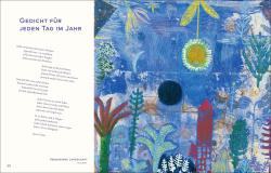 Buchcover mit dem Titel 'Mal deine Wünsche in den Himmel'. Illustration von einer Landschaft mit Blumen und Figuren.