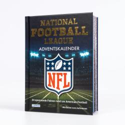 Schwarzes Buch mit goldener Schrift National Football League Adventskalender. Cover zeigt ein Footballstadion bei Nacht mit Lichtern und Spielfeldlinien.