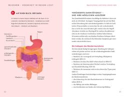Buchcover mit dem Titel 'Endlich Heilung für den Reizdarm'. Abbildung eines Darms in einer Lupe, Hintergrund in sanften Farben.
