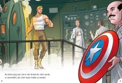 Buchcover mit dem Titel 'Supercoole Leseabenteuer'. Abgebildete Charaktere sind Loki, Captain America und Spider-Gwen.
