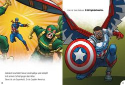 Buchcover mit dem Titel 'Supercoole Leseabenteuer'. Abgebildete Charaktere sind Loki, Captain America und Spider-Gwen.