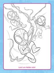 Cover eines Rätselbuchs mit dem Titel 'Super-Rätselspaß'. Abgebildet sind Spider-Man und andere Charaktere in einem bunten Design.