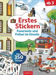 Erstes Stickern - Feuerwehr und Polizei im Einsatz - Taschenbuch