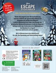 Cover des Escape Stickerbuchs mit winterlicher Landschaft. Weihnachtsmann und Rätselthema sichtbar.