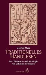 Buchcover mit dem Titel 'Traditionelles Handlesen'. Abbildung einer Hand mit verschiedenen Linien und Symbolen.