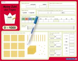 Katrin Langhans: Meine Zahl des Tages 0-1000 - wiederbeschreibbare Lerntafel mit Stift - Mathematik - Ringbuch