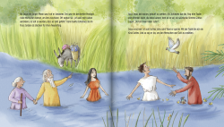 Buchcover mit dem Titel 'Die schönsten Jesus-Geschichten'. Illustration zeigt eine Person mit einem Schaf und zwei Kindern.