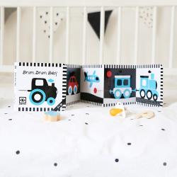 Agnieszka Sawczyn: Brum, Brum, Baby: Kontrastreiches Faltbuch für Babys · Kontrastbuch angepasst an Babyaugen · Schwarz Weiß Primärfarben Buch für Neugeborene · Mein erstes Bilderbuch · Montessori Buch