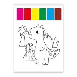 Ausmalblock mit buntem Cover. Abbildung eines bunten Vogels und Blumen.