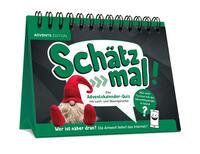Ein Tischkalender mit dem Titel 'Schatz mal!'. Auf der Vorderseite ist ein Wichtel abgebildet.