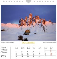 Dolomiten 2025, Postkartenkalender Querformat