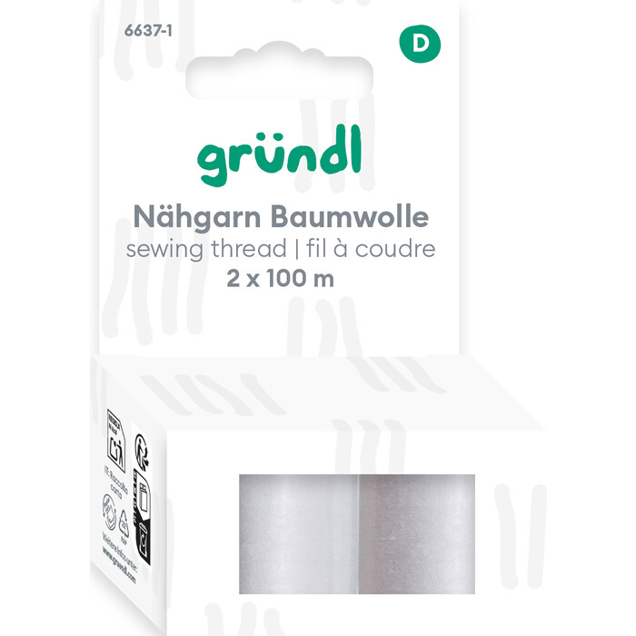 GRÜNDL Nähgarn Baumwolle 2 x 100 m weiß