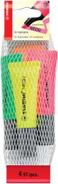 APLI Textmarker-Set 4-tlg. – Einziehbar, Keilspitze 4 Mm, In Leuchtfarben