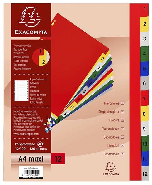 EXACOMPTA Farbregister 1-12 mit Deckblatt mehrfarbig 