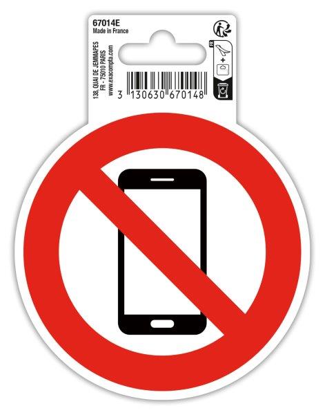 Ein rotes Verbotsschild mit einem durchgestrichenen Smartphone. Symbolisiert das Verbot von Handynutzung.