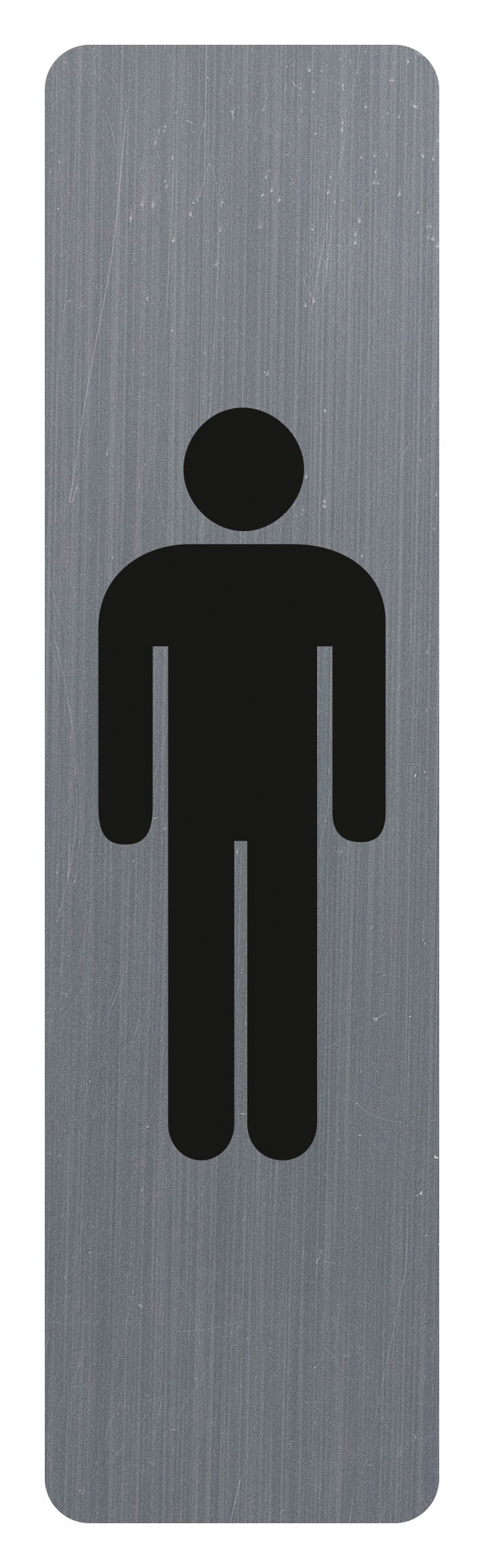 Symbol für Männer, stilisierte Figur in Schwarz. Hintergrund in grauem Metall-Look.