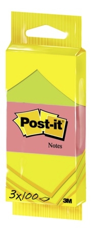 Post-it® Haftnotizen, 3er-Packung, 51 x 38mm, 100 Blatt/Block, neonfarben 