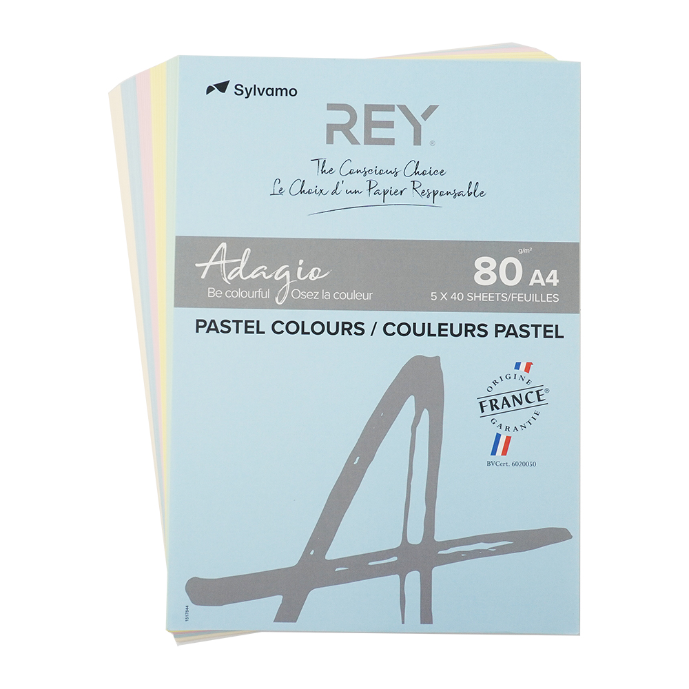 REY Kopierpapier Adagio Pastell 5 x 40 Blatt A4 80 g mehrere Farben