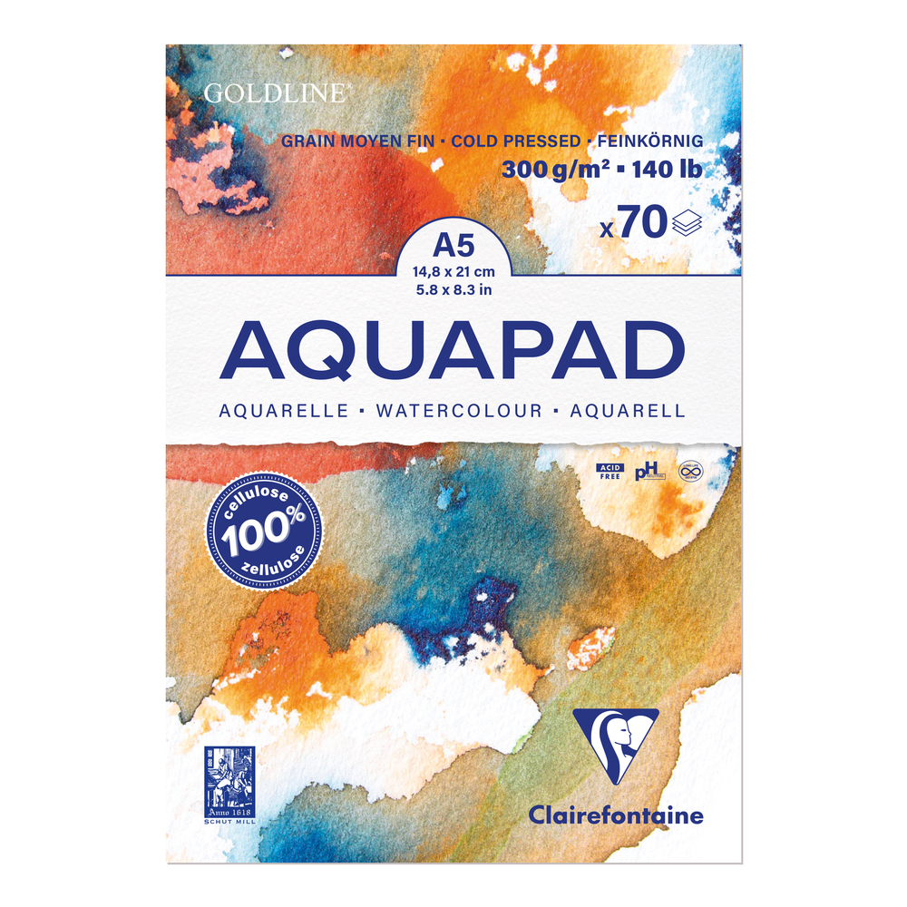 CLAIREFONTAINE Aquarellblock A5 70 Blatt 300 g/m² weiß