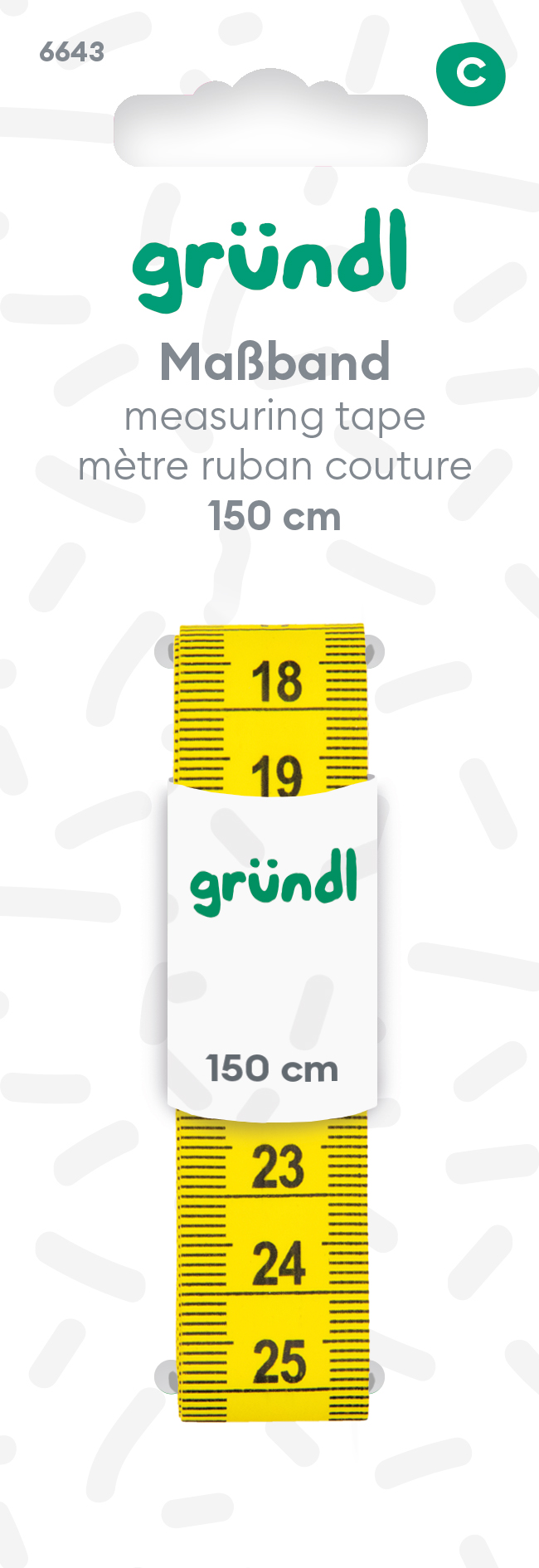 GRÜNDL Maßband 1204 150 cm schwarz/weiß