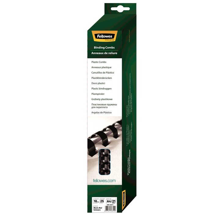 Fellowes Binderücken schwarz 10 mm - 25 Stück - A4 - PVC - Image 3