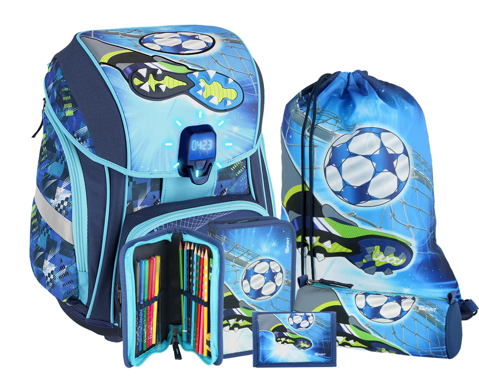 SPIRIT Schultaschen-Set Smart Premium - Fußball 5-teilig blau
