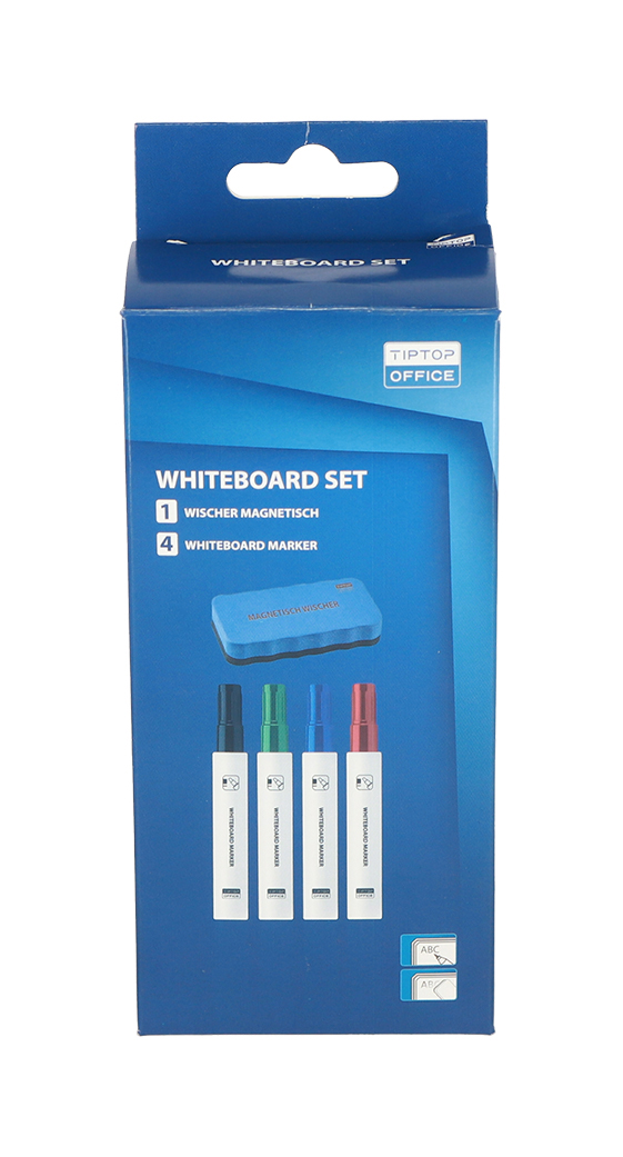 TIPTOP Office Whiteboardmarker-Set inkl. Wischer magnetisch