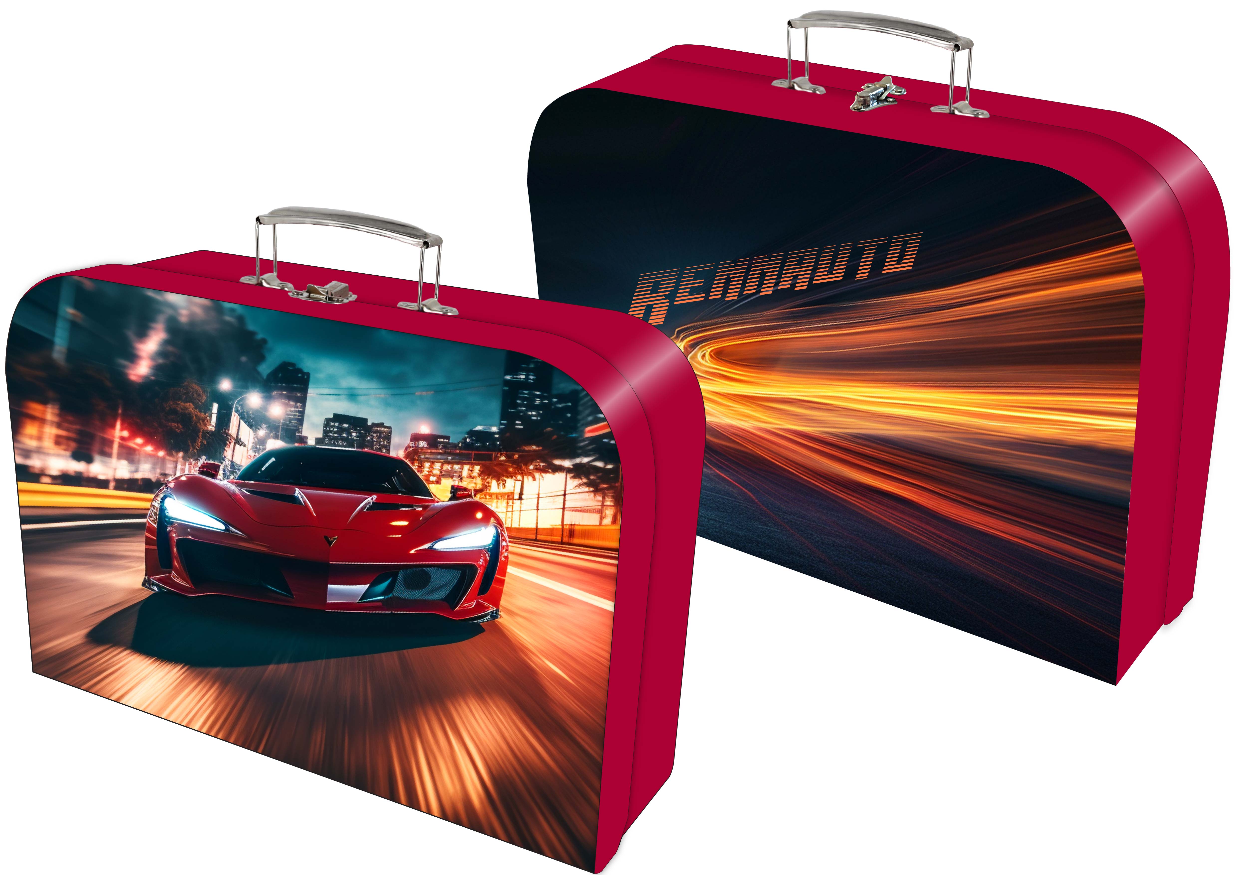 Handarbeitskoffer Rennauto rot