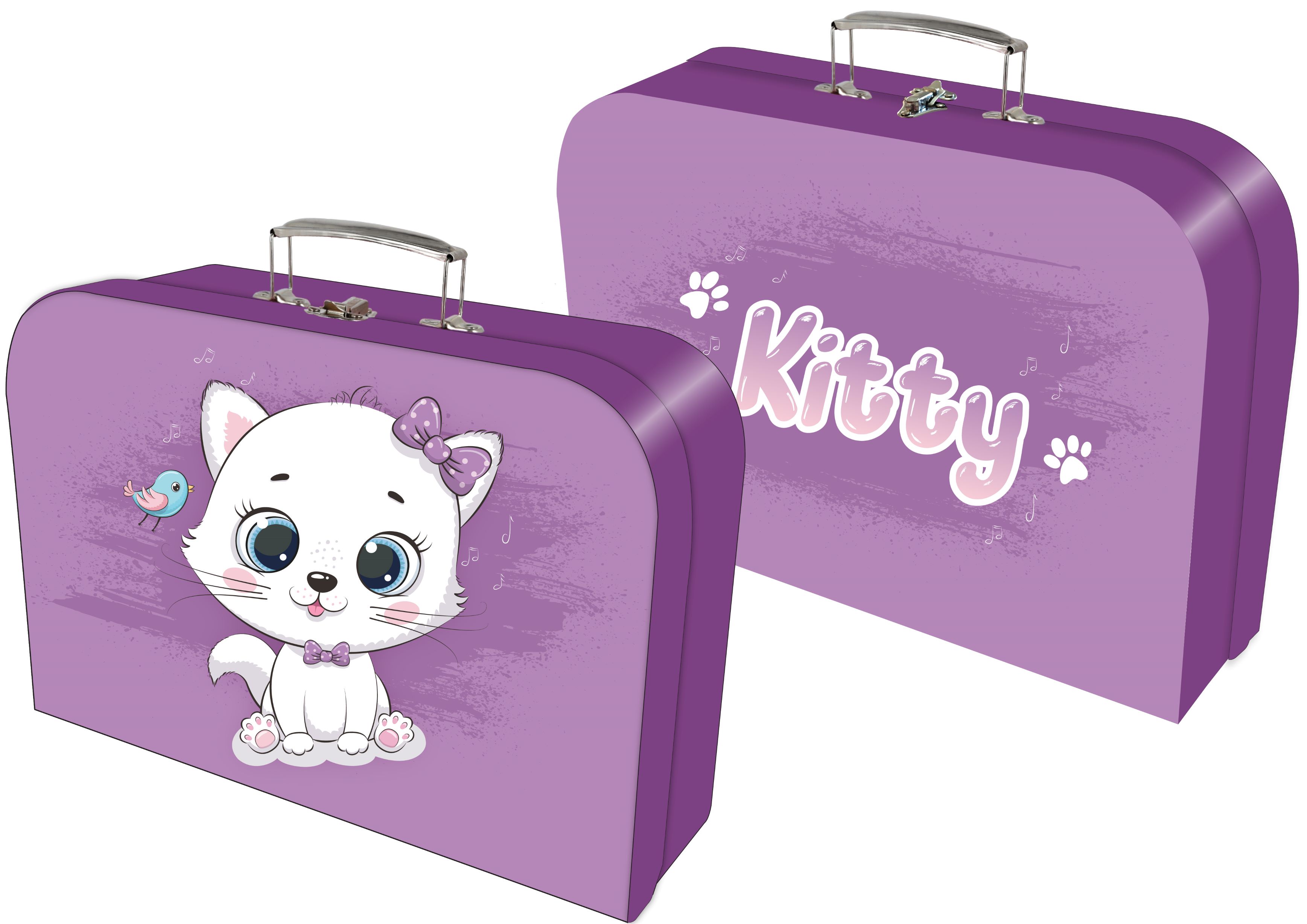 Handarbeitskoffer Katze lila/weiß