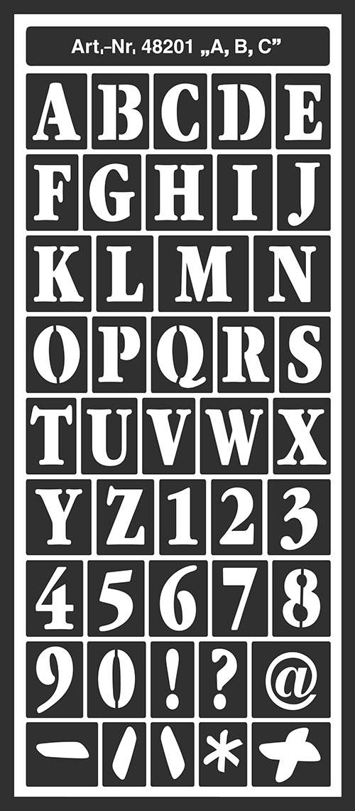 HOME DESIGN Schablone Buchstaben und Zahlen selbsthaftend schwarz