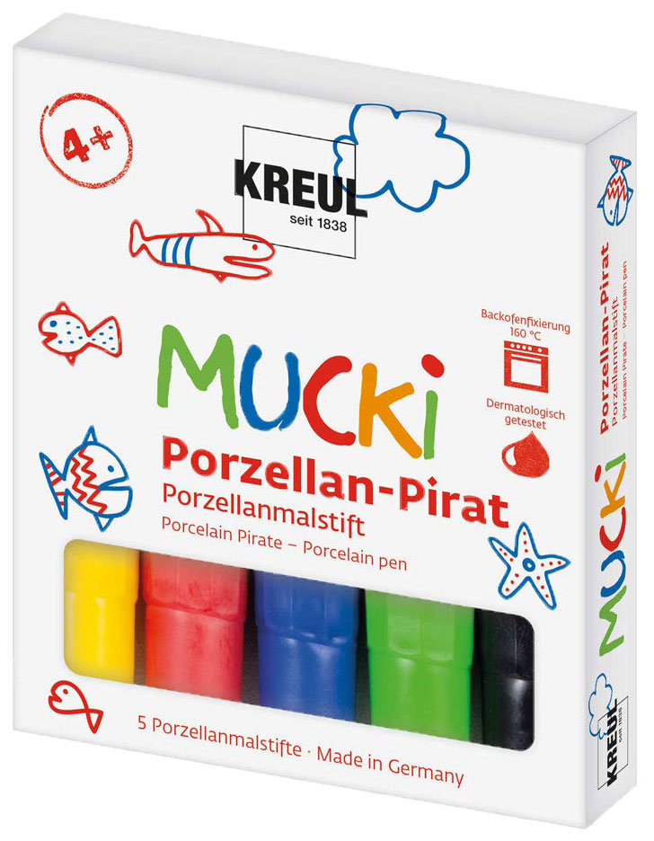 KREUL Mucki Porzellanmalstifte Porzellan-Pirat 5 Stück mehrere Farben
