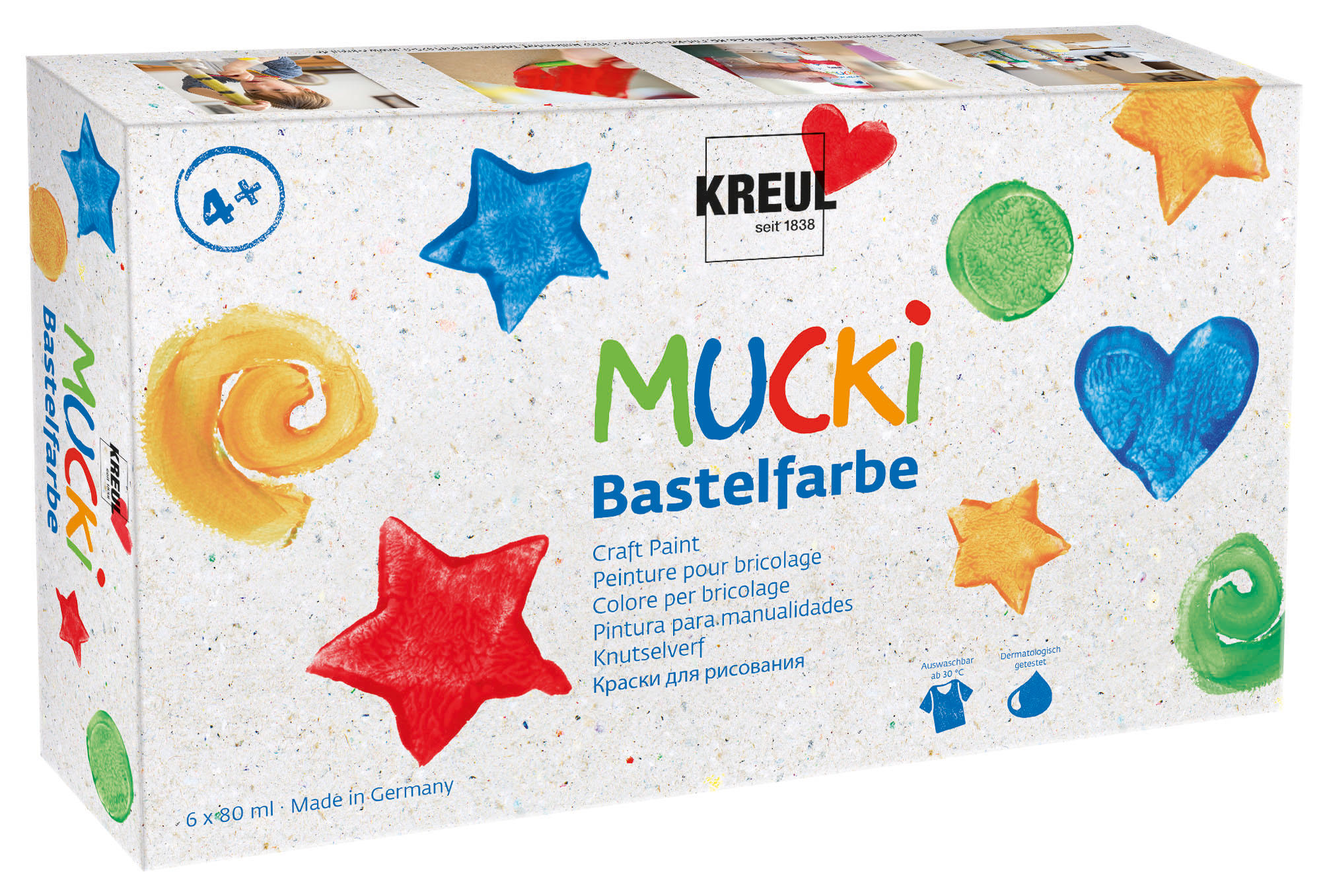 KREUL MUCKI Bastelfarben-Set 6 x 80 ml