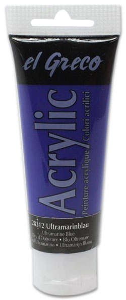 Acrylfarbe in einer Tube. Farbe: Ultramarinblau.