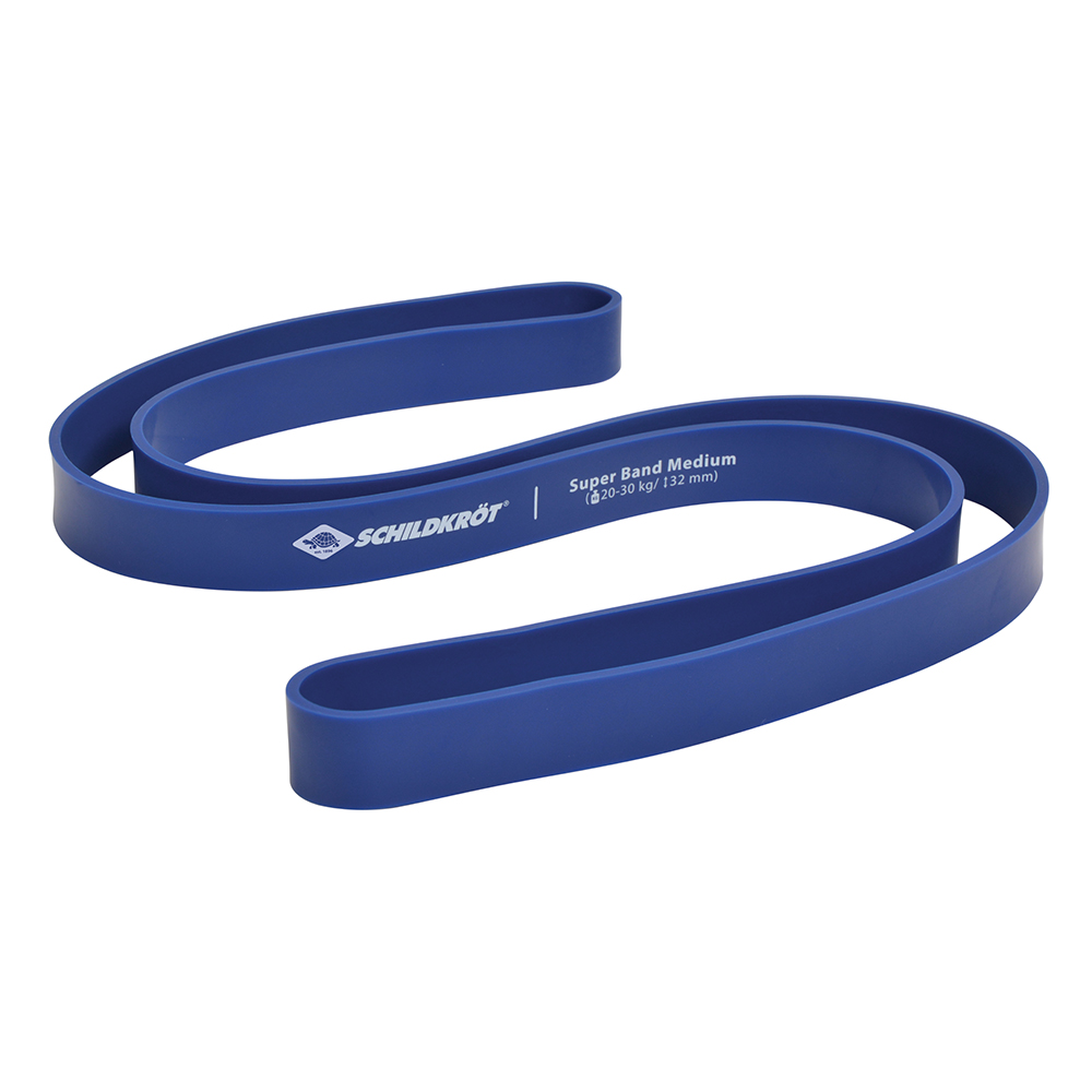 Blauer Widerstandsband für Fitness. Mittelstarker Widerstand, geeignet für Übungen.