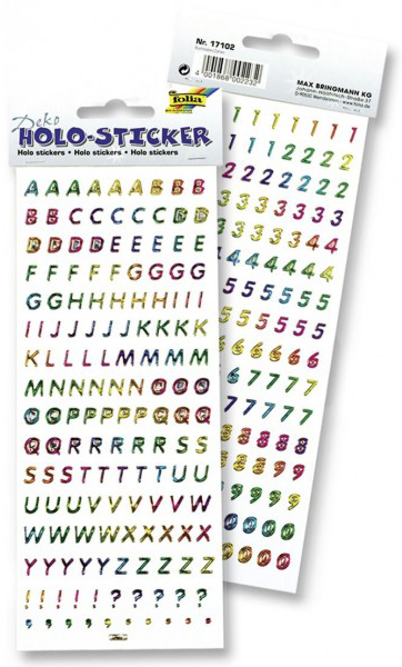 FOLIA Holo-Sticker Buchstaben & Zahlen 2 Blatt bunt