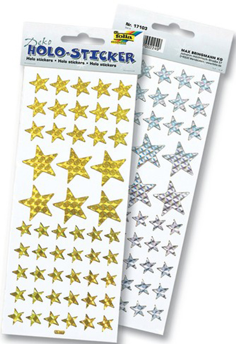 FOLIA Sticker Holo Sterne silber oder gold