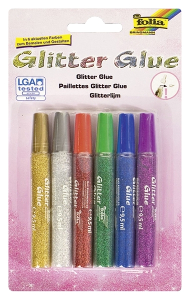 Glitter Glue, 6 Stück 