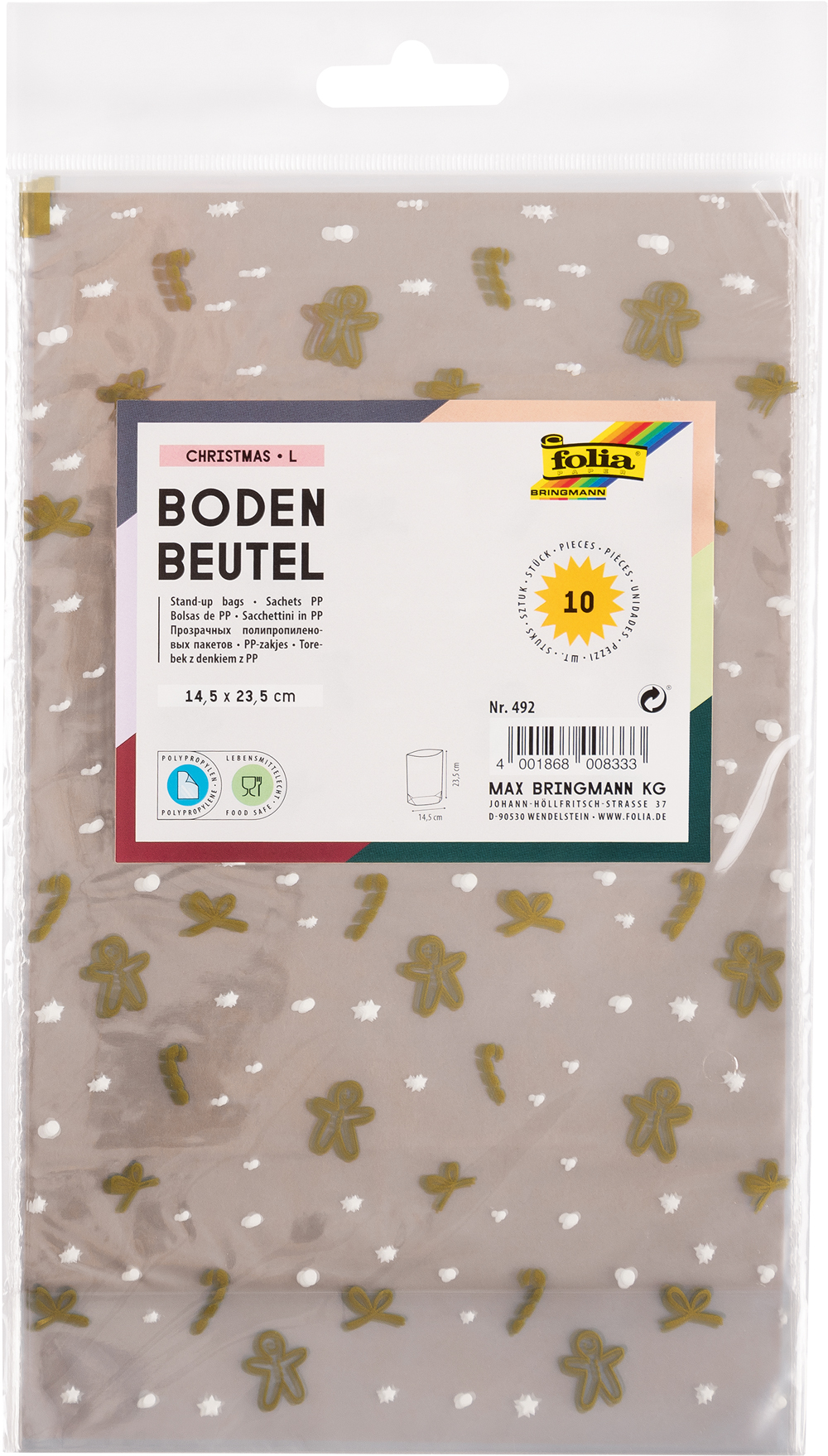 Cellobeutel Christmas 14,5 x 23,5 cm 10 Stück transparent