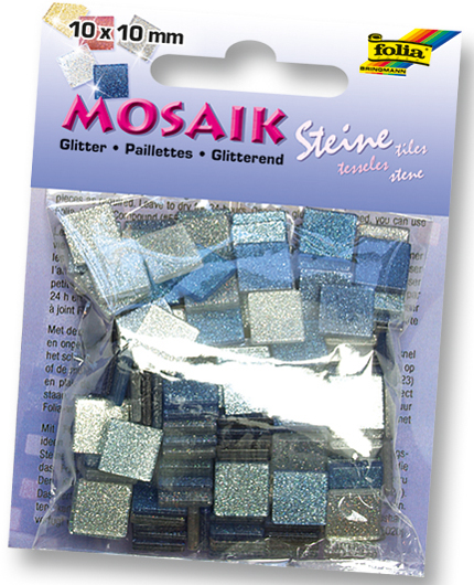 FOLIA Mosaiksteine Glitter 190 Stück blau