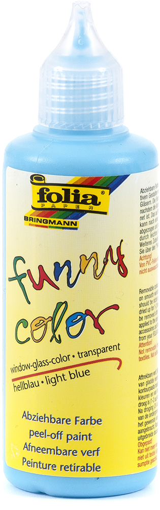 Flasche mit blauer Fensterfarbe. Transparent und abziehbar.