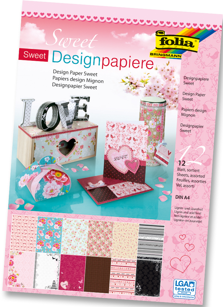 FOLIA Designpapierblock Sweet A4 150g 12 Blatt