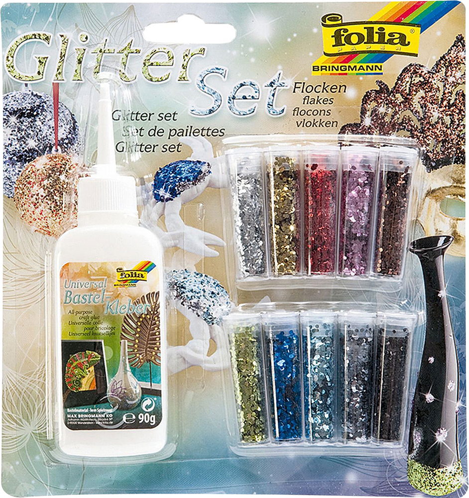 FOLIA Glitter-Set Flocken 10 Stück mehrere Farben