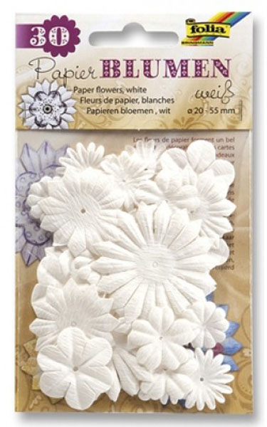 FOLIA Papierblumen 30 Stück weiß