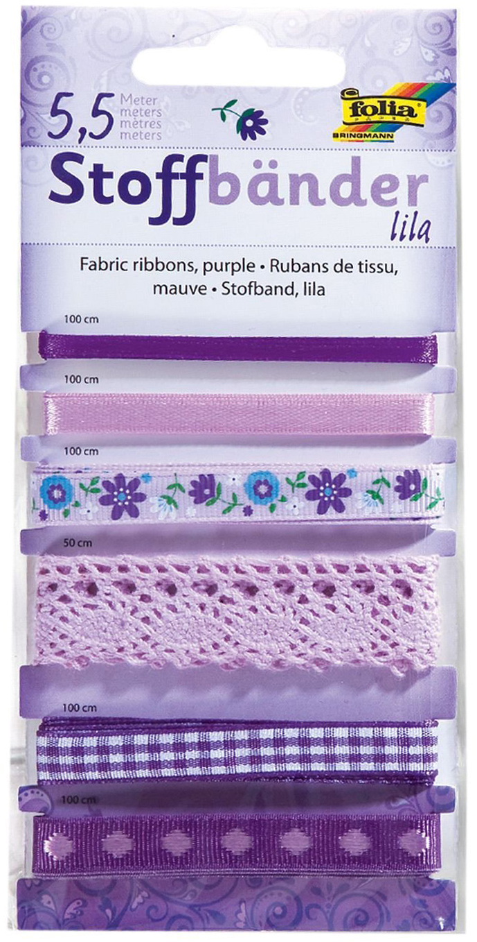 FOLIA Stoffbänder 6 Stück violett