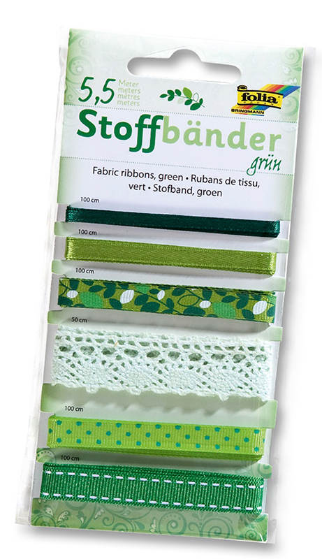 FOLIA Stoffbänder 6 Stück grün