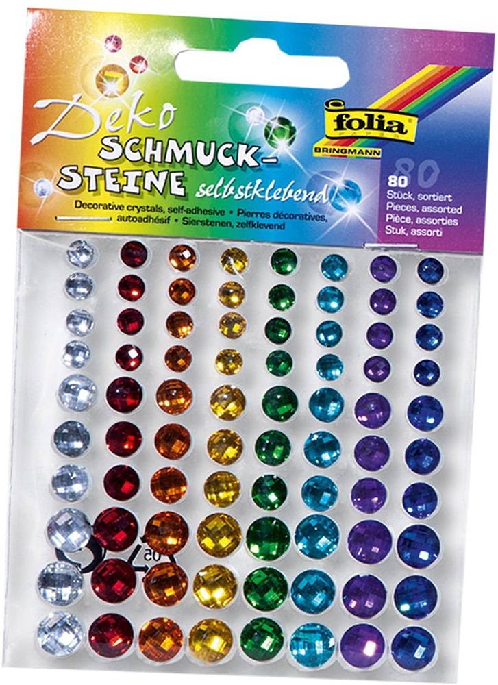 FOLIA Schmuck-Steine Crystal Rainbow selbstklebend 80 Stück