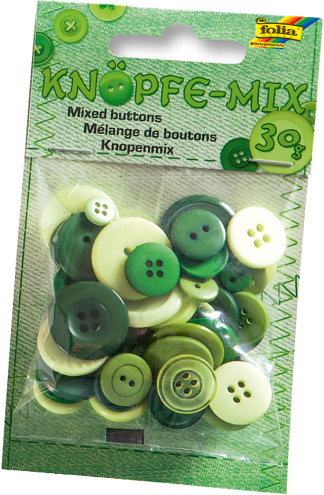 FOLIA Knöpfe-Mix 30 g grün