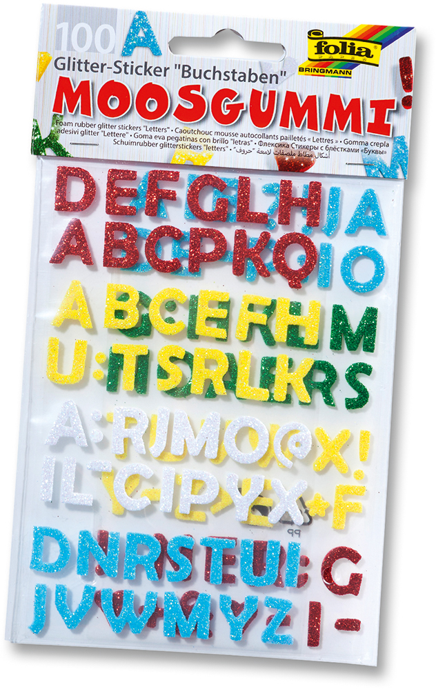FOLIA Glitter-Sticker Buchstaben aus Moosgummi 100 Stück
