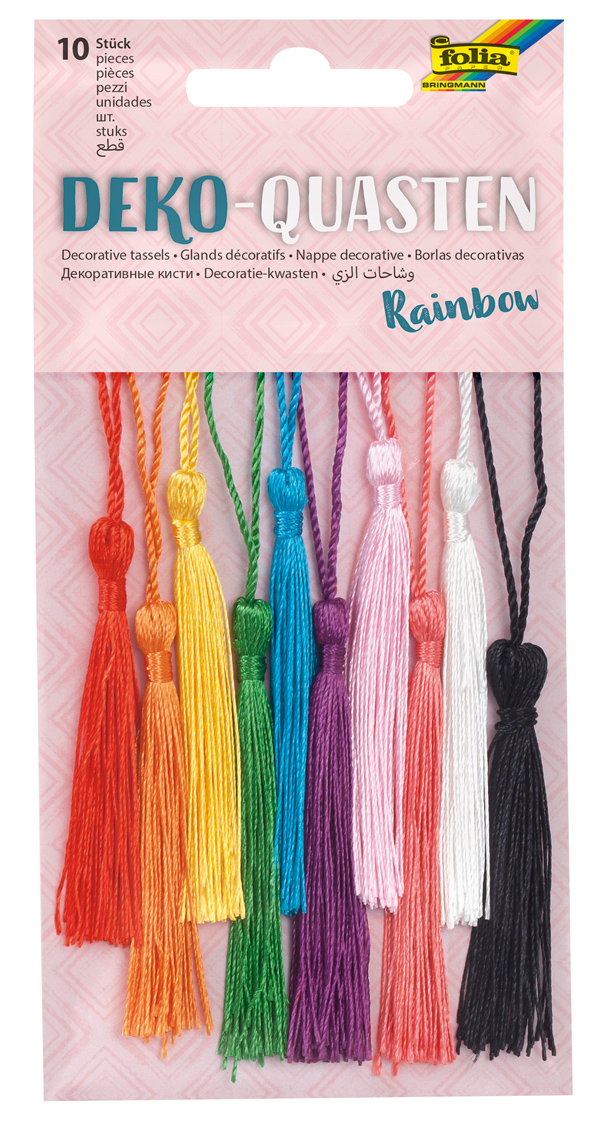 FOLIA Deko-Quasten Rainbow 10 Stück mehrere Farben