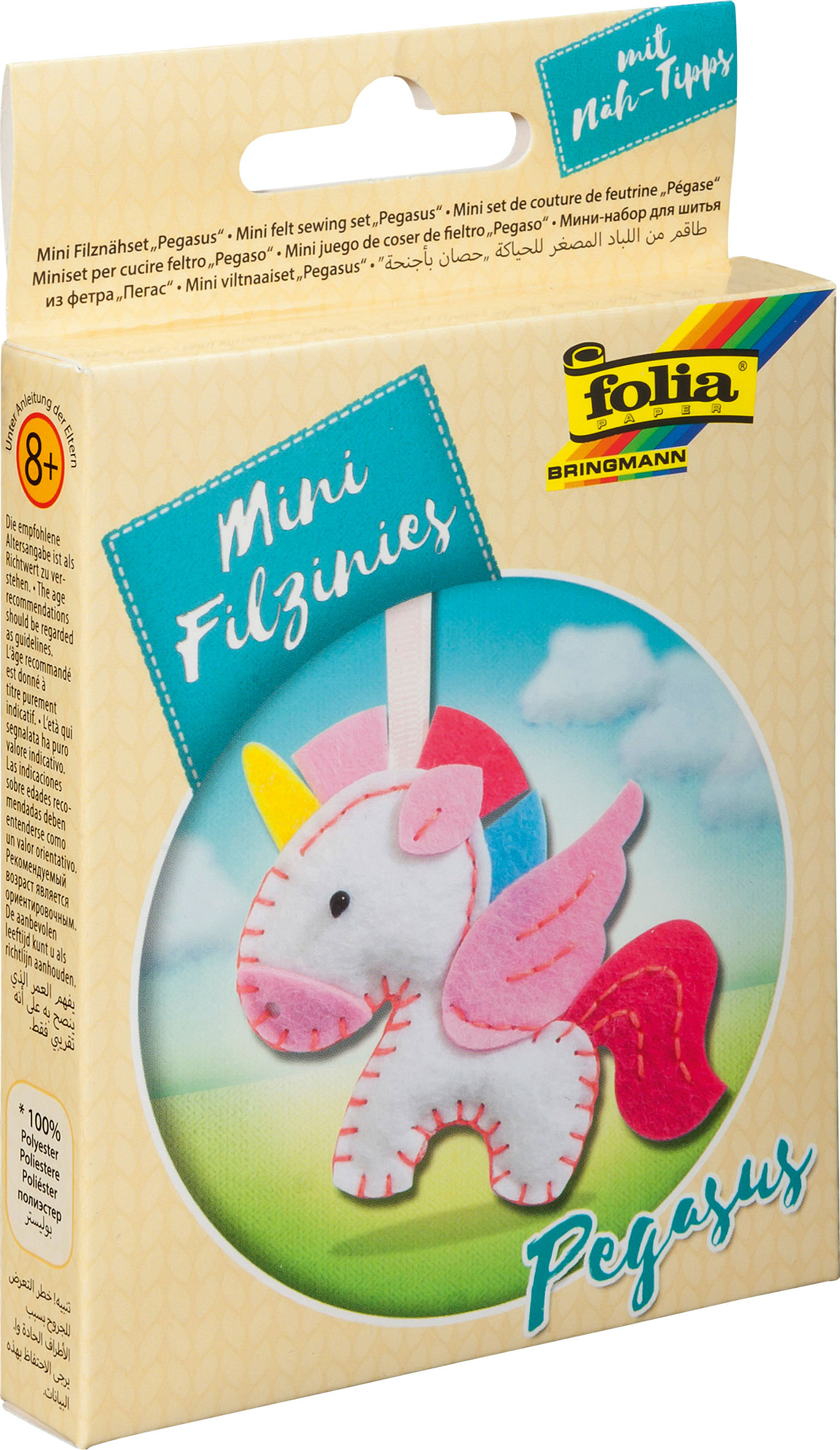 FOLIA Filznähset Mini Filzinies - Pegasus 15 Teile bunt